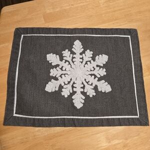 Christmas Cloth Placemat (Gray, Snowflake)